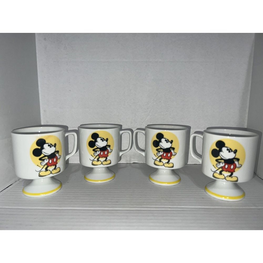 (4) Vintage 1970s Disney Mickey‎ Mouse Footed Mug Cup